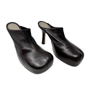 Bottega Veneta Cocktail Stretch Nappa Platform Mule Chocolate Brown EU 36.5